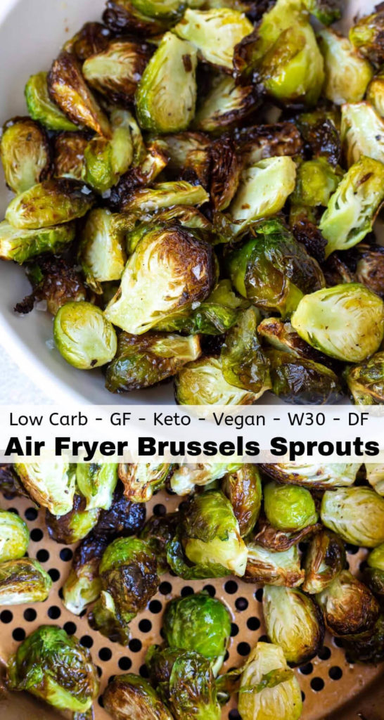 crispy air fryer brussels sprouts recipe photo collage