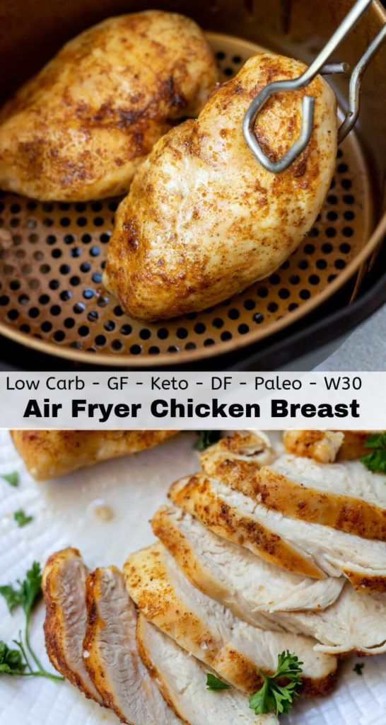 air fryer chicken breast recipe photo collage