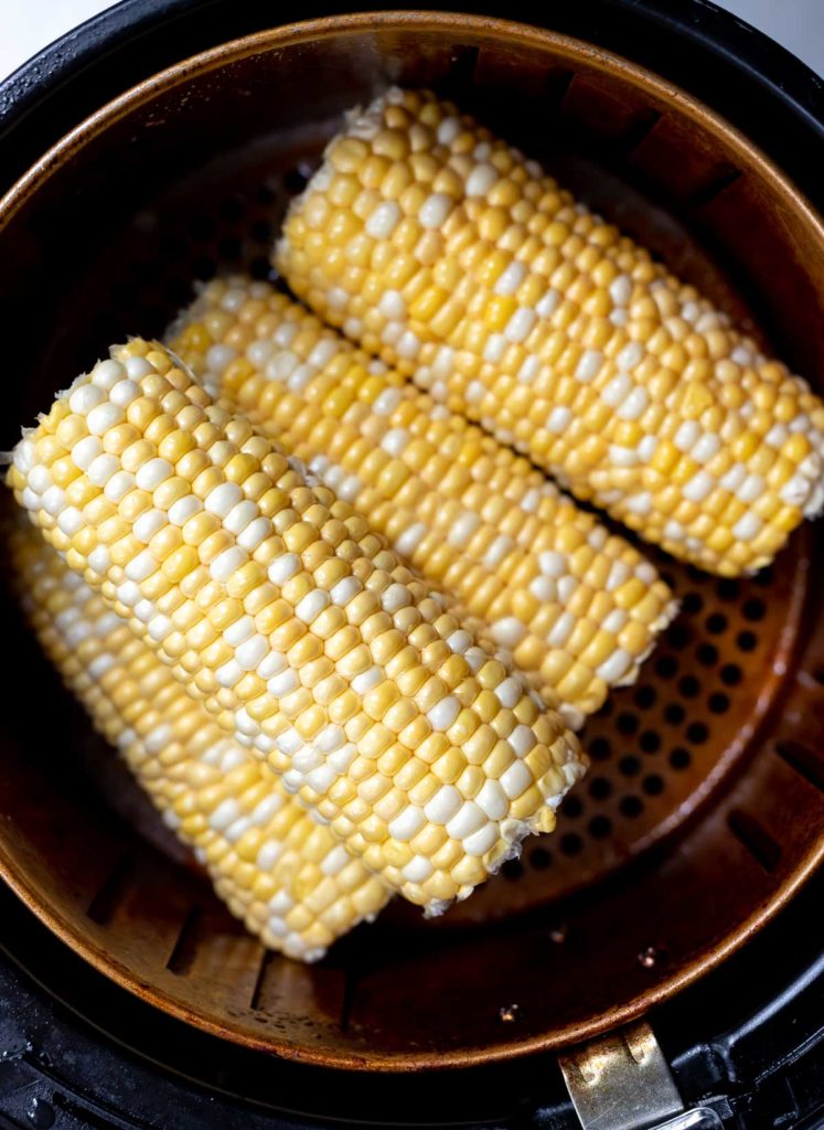 fresh corn in air fryer basket