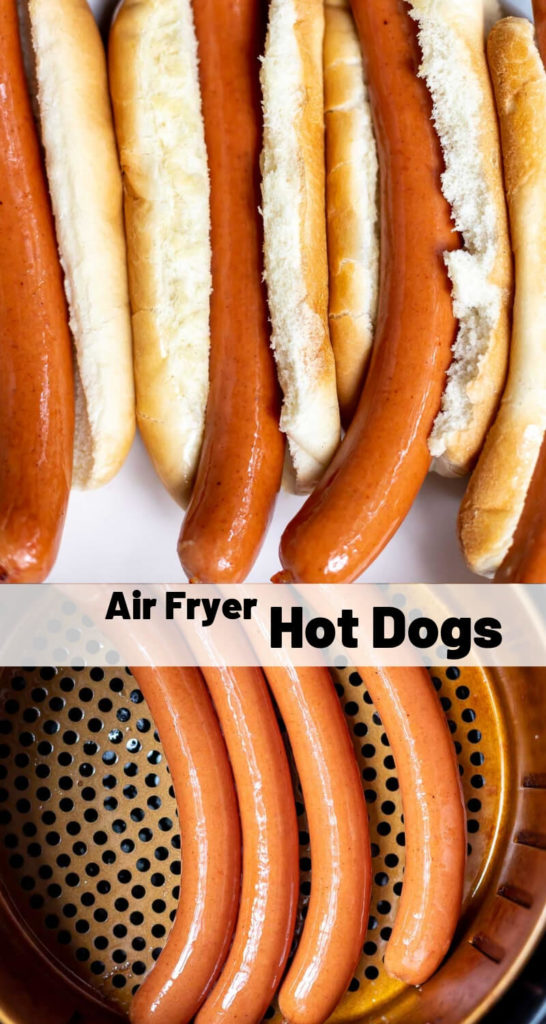 air fryer hot dogs recipe photo collage