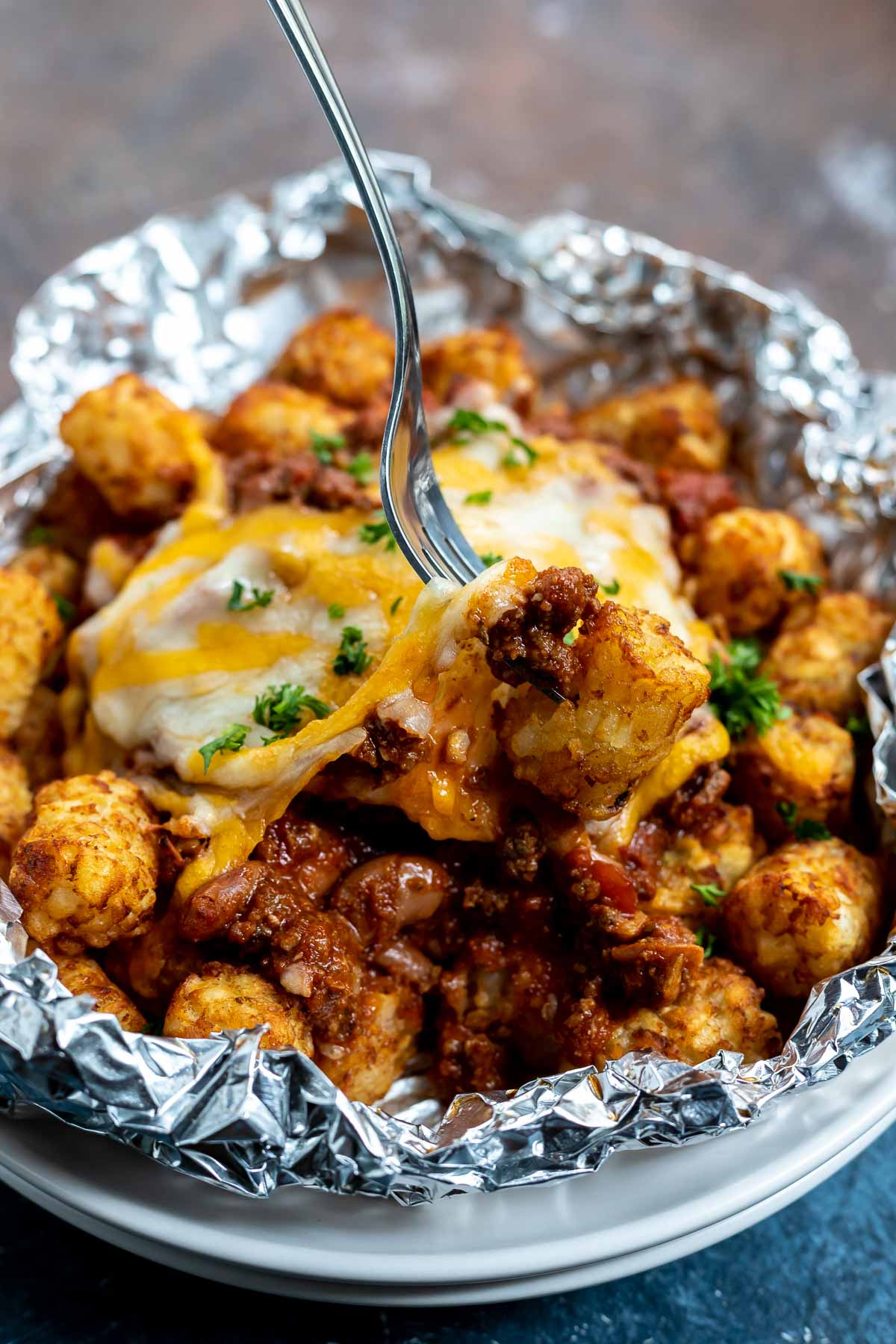 Air Fryer Chili Cheese Tater Tots