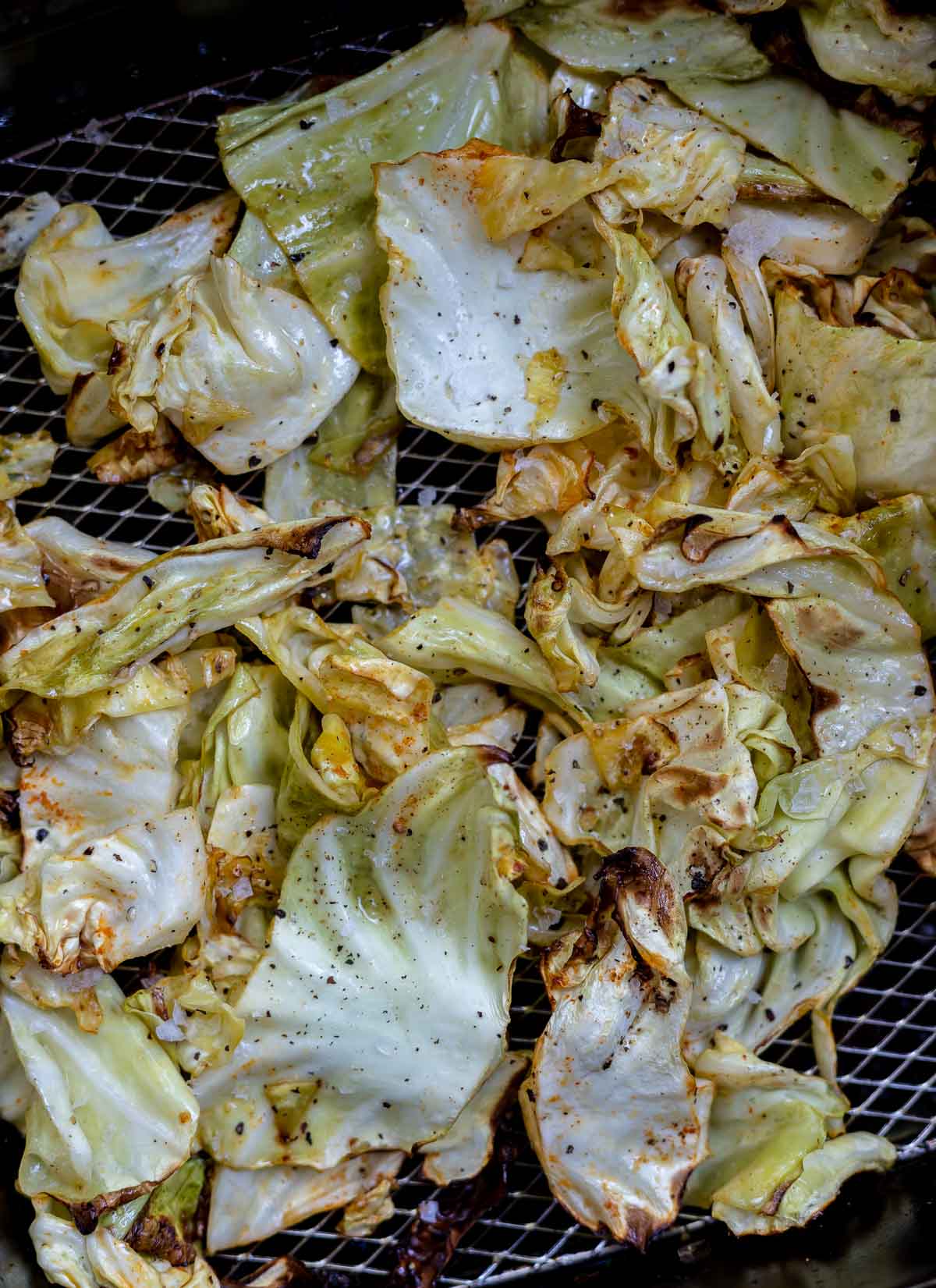 roasted cabbage in air fryer basket