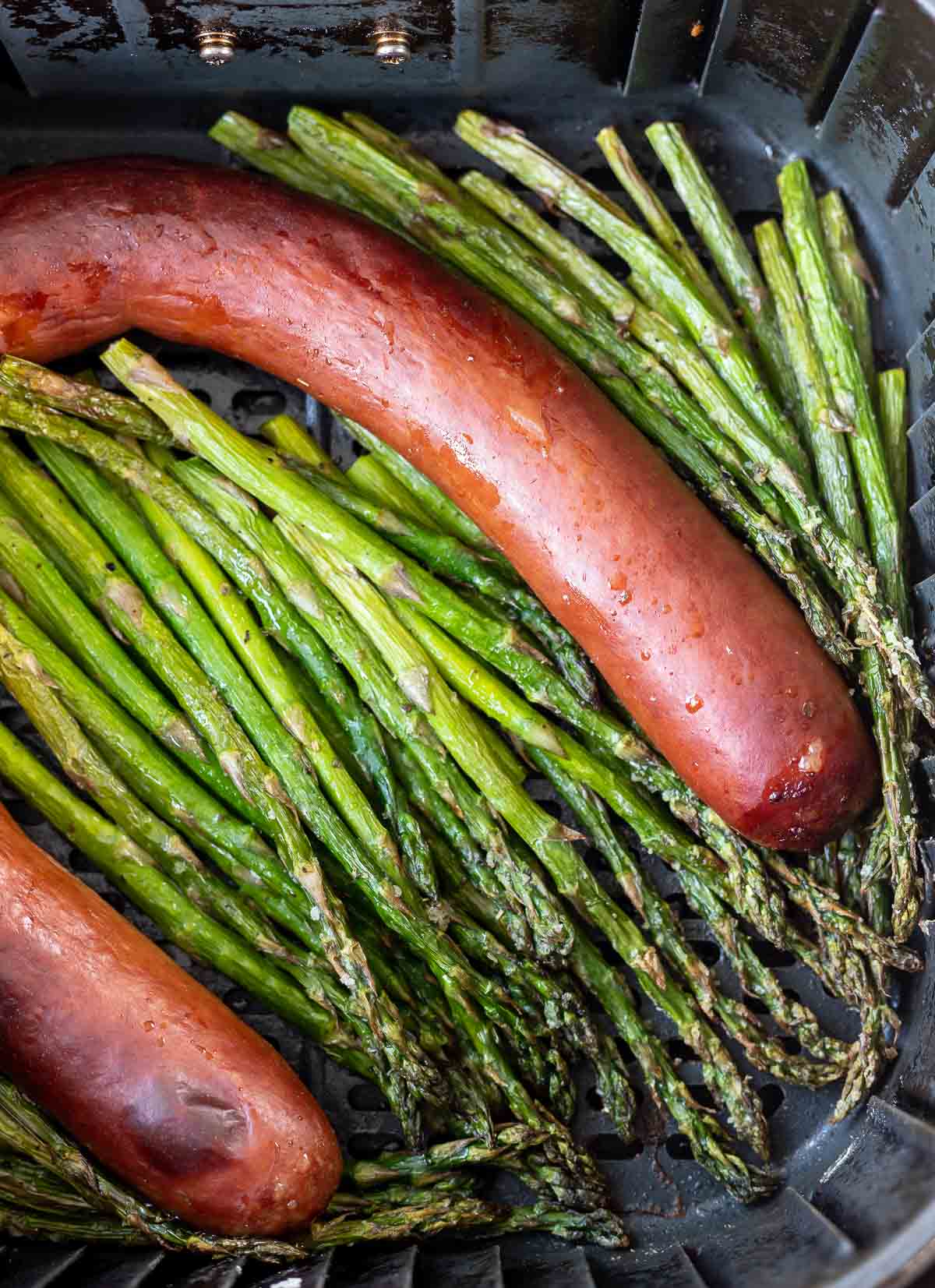 Air Fryer Smoked Sausage with Vegetables