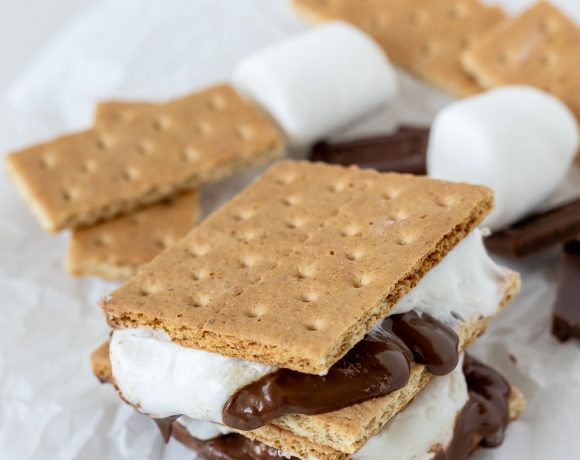 prepared melty smores on parchment paper
