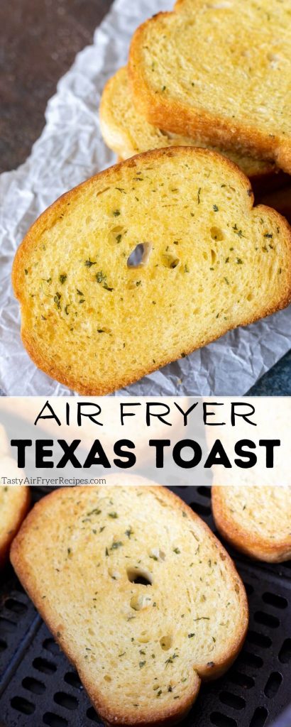 air fryer Texas toast pinnable image with title text