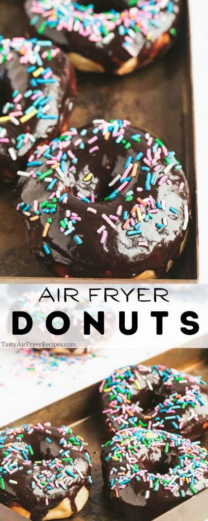 air fryer donuts pinnable image with title text