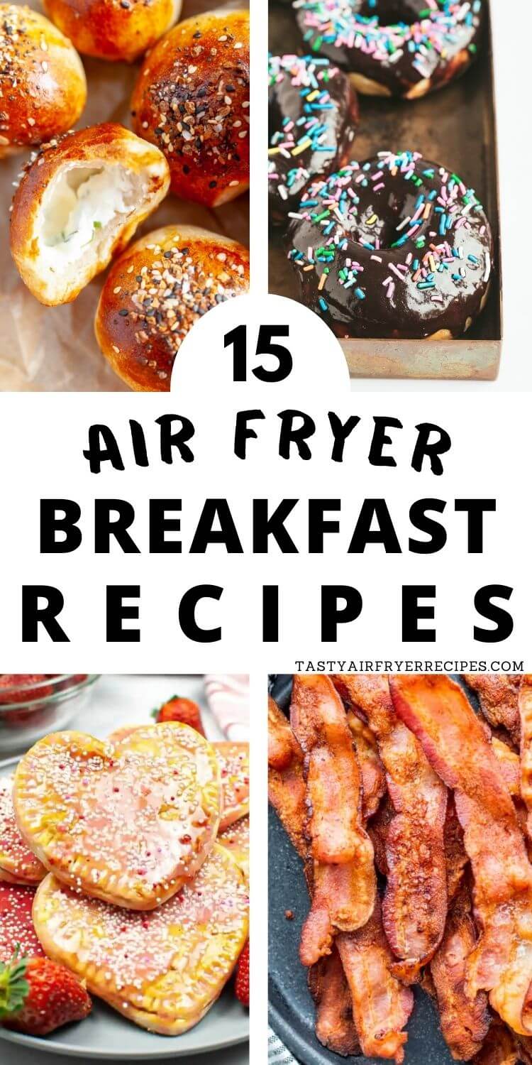 air fryer breakfast recipes pinnable image with title text