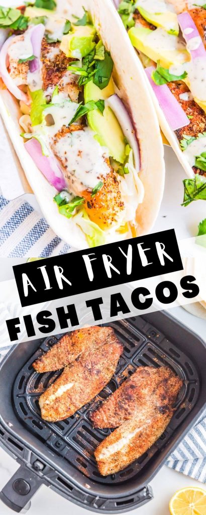 air fryer fish tacos pinnable image