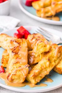 prepared French toast on plate